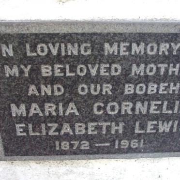 LEWIS Maria Cornelia Elizabeth 1872-1961