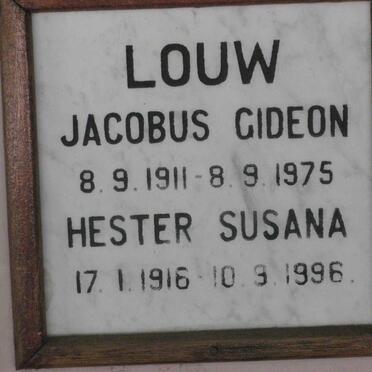 LOUW Jacobus Gideon 1911-1975 &amp; Hester Susana 1916-1996