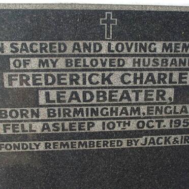 LEADBEATER Frederick Charles -1952