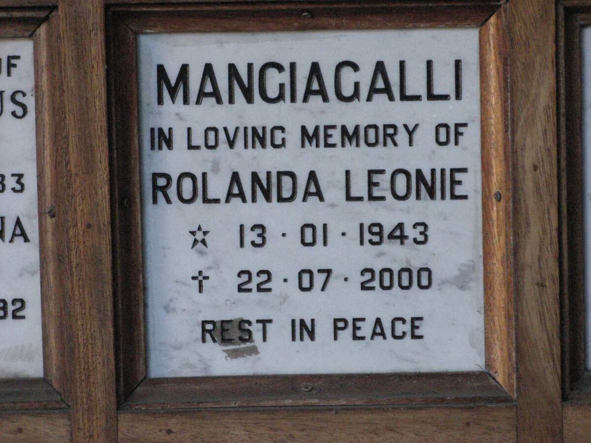 MANGIAGALLI Rolanda Leonie 1943-2000