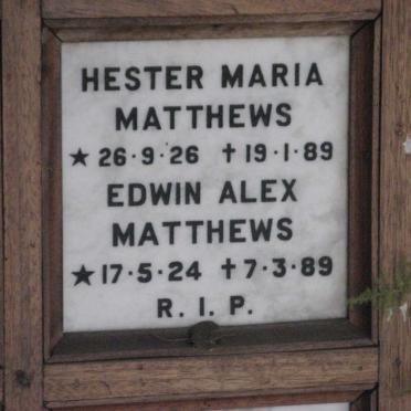 MATTHEWS Edwin Alex 1924-1989 &amp; Hester Maria 1926-1989