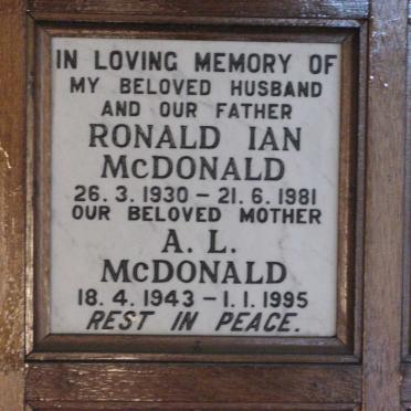 McDONALD Ronald Ian 1930-1981 &amp; A.L. 1943-1995
