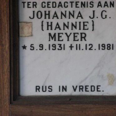 MEYER Johanna J.G. 1931-1981