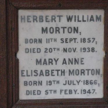 MORTON Herbert William 1857-1938 &amp; Mary Anne Elisabeth 1866-1947