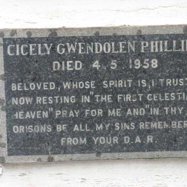 PHILLIPS Cicely Gwendolen -1958