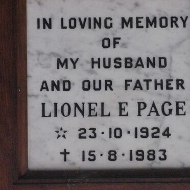 PAGE Lionel E. 1924-1983