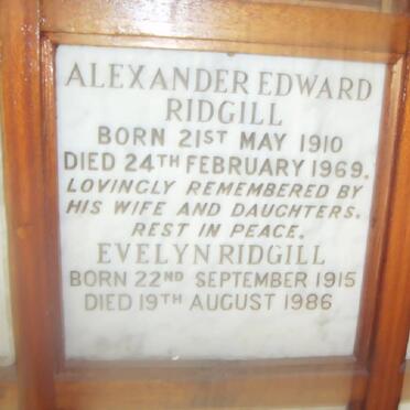 RIDGILL Alexander Edward 1910-1969 &amp; Evelyn 1915-1986