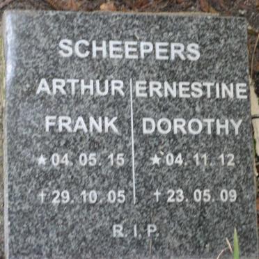 SCHEEPERS Arthur Frank 1915-2005 &amp; Ernestine Dorothy 1912-2009