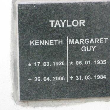 TAYLOR Kenneth 1926-2006 &amp; Margaret Guy 1935-1984
