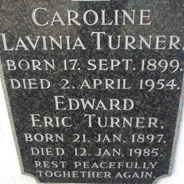 TURNER Edward Eric 1897-1985 &amp; Caroline Lavinia 1899-1954