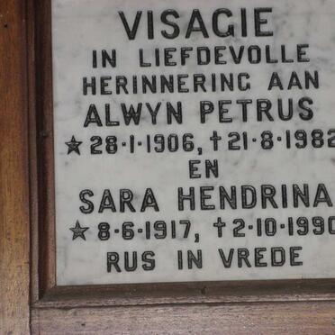VISAGIE Alwyn Petrus 1906-1982 &amp; Sara Hendrina 1917-1990