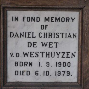 WESTHUYZEN Daniel Christian de Wet, v.d. 1900-1979