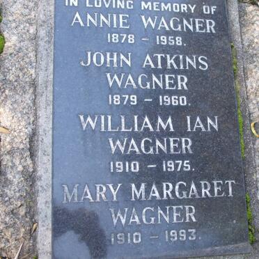 WAGNER John Atkins 1879-1960 &amp; Annie 1878-1958 :: WAGNER William Ian 1910-1975 :: WAGNER Mary Margaret 1910-1993