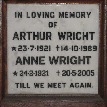 WRIGHT Arthur 1921-1989 &amp; Anne 1921-2005