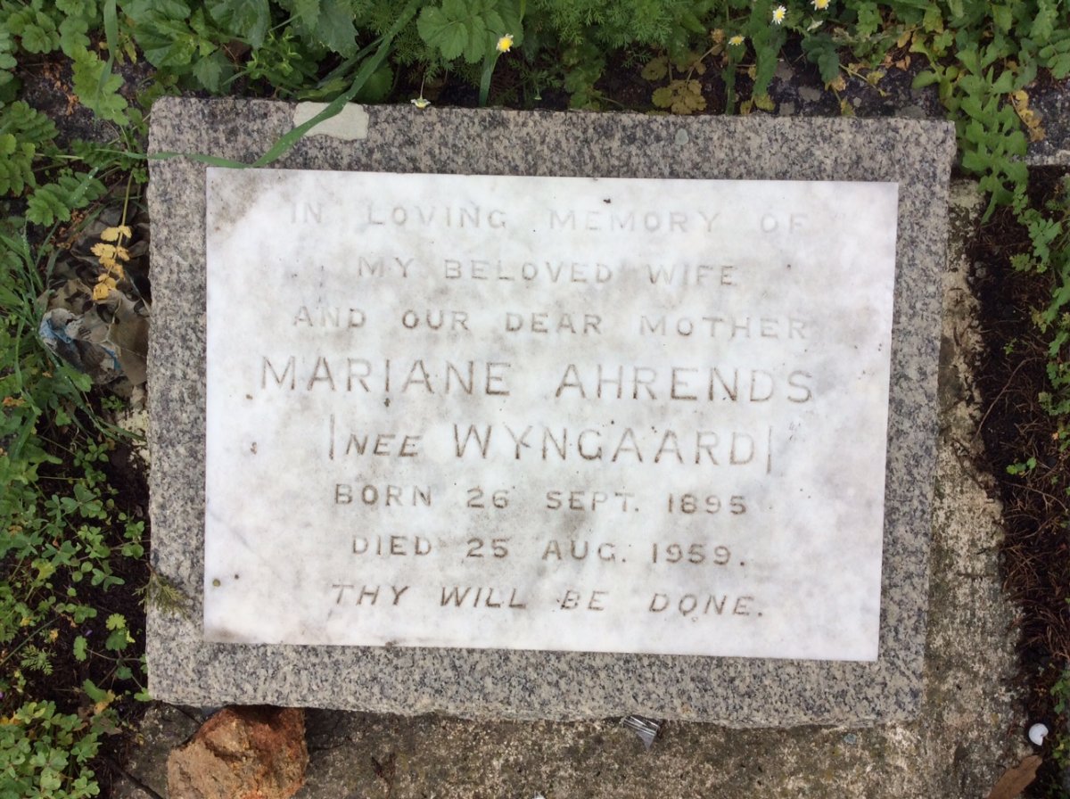 AHRENDS  Mariane nee WYNGAARD 1895-1959