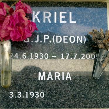 KRIEL G.J.P. 1930-2005 &amp; Maria 1930-