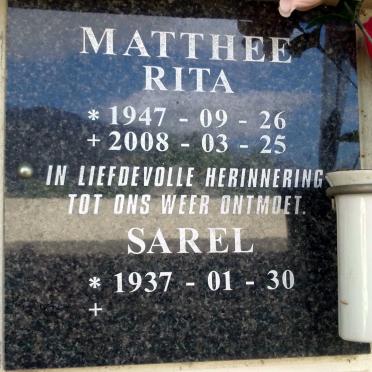 MATTHEE Sarel 1937- &amp; Rita 1947-2008