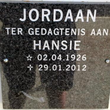 JORDAAN Hansie 1926-2012