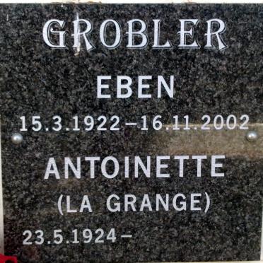 GROBLER Eben 1922-2002 &amp; Antoinette LA GRANGE 1924-