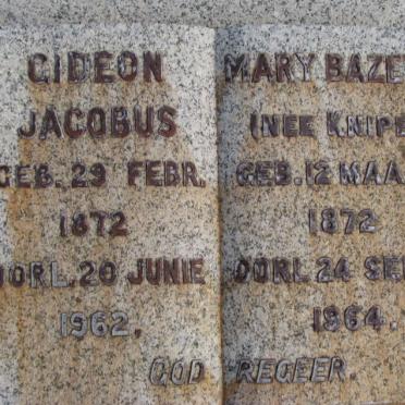 ? Gideon Jacobus 1872-1962 &amp; Mary Bazeth KNIPE 1872-1964