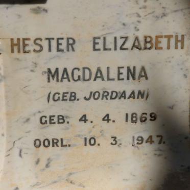JORDAAN Hester Elizabeth 1869-1947