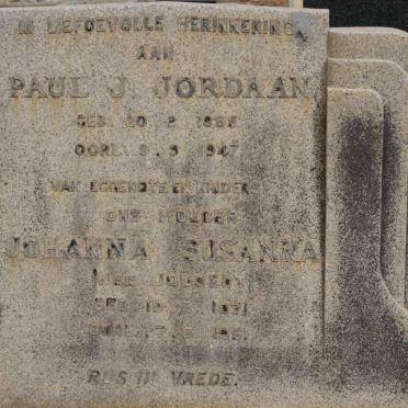 JORDAAN Paul J. 1865-1947 &amp; Johanna Susanna JOUBERT 1871-1951
