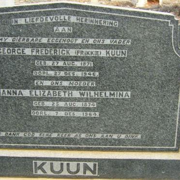 KUUN George Frederick 1871-1946 &amp; Anna Elizabeth Wilhelmina 1874-1964