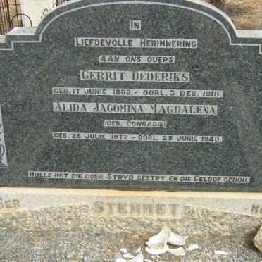 STEMMET Gerrit Dederiks 1862-1918 &amp; Alida Jacomina Magdalena CONRADIE 1872-1949