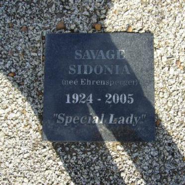 SAVAGE Sidonia nee EHRENSPERGER 1924-2005