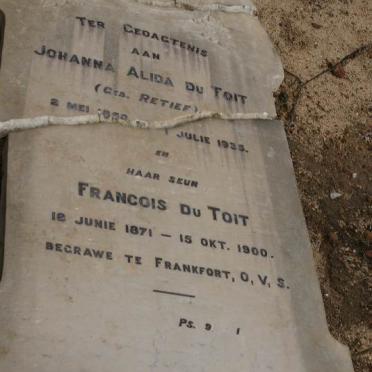 TOIT Francois, du 1871-1900 &amp; Johanna Alida RETIEF 1859-1935