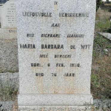 WIT Maria Barbara, de nee BURGER -1950