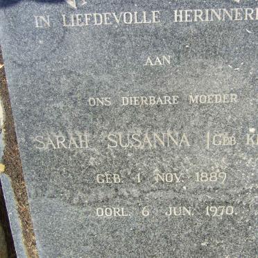 ZYL Sarha Susanna, van nee KRIEL 1889-1970