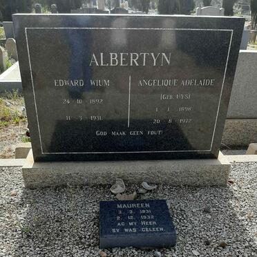 ALBERTYN Edward Wium 1892-1931 &amp; Angelique Adelaide UYS 1898-1972 :: ALBERTYN Maureen 1931-1932