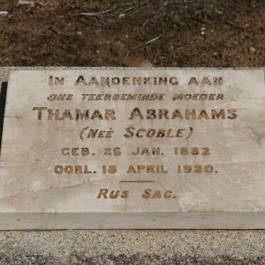 ABRAHAMS Thamar nee SCOBLE 1882-1920