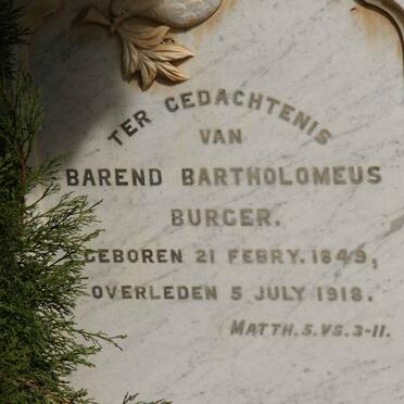 BURGER Barend Bartholomeus 1849-1918