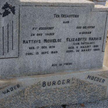 BURGER Matthys Michielse 1876-1949 &amp; Elizabeth Marais nee NöTHLING 1881-1960