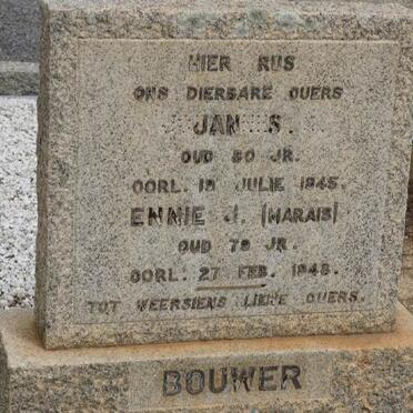 BOUWER Joannes -1945 &amp; Ennie J. MARAIS -1948