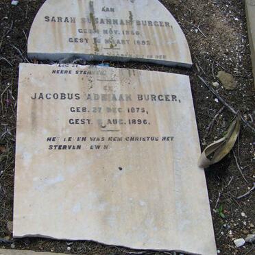 BURGER Jacobus Adriaan 1875-1896 &amp; Sarah Susanna 1860-1892