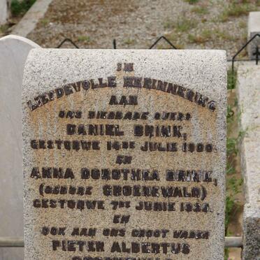 BRINK Daniel -1900 &amp; Anna Dorothea GROENEWALD -1929 :: GROENEWALD Pieter Albertus -1898