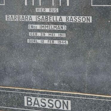 BASSON Barbara Isabella nee IMMELMAN 1911-1944