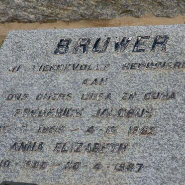 BRUWER Frederick Jacobus 1895-1982 &amp; Anna Elizabeth 1900-1987