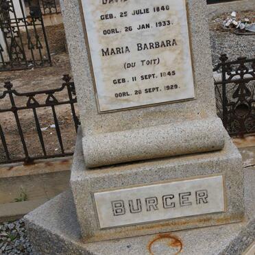 BURGER David Jacob 1840-1933 &amp; Maria Barbara DU TOIT 1845-1929