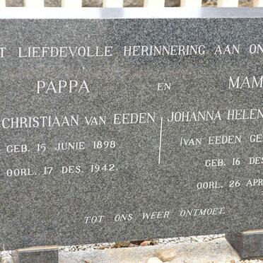 EEDEN Gert Christiaan, van 1898-1942 &amp; Johanna Helena LA GRANGE voorheen VAN EEDEN nee VAN WYK 1897-1969