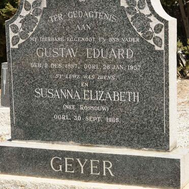 GEYER Gustav Eduard 1887-1957 &amp; Susanna Elizabeth ROSSOUW -1965