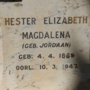 JORDAAN Hester Elizabeth 1869-1947