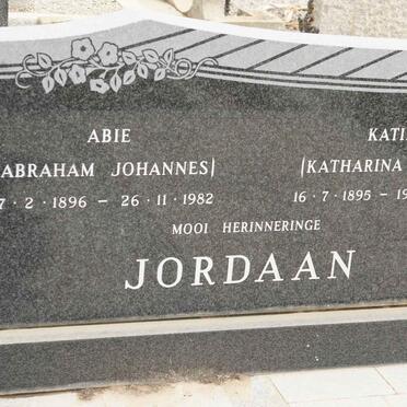 JORDAAN Abraham Johannes 1896-1982 &amp; Katharina Maria 1895-1981