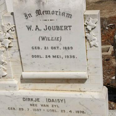 JOUBERT W.A. 1889-1935 &amp; Dirkje VAN ZYL 1887-1978