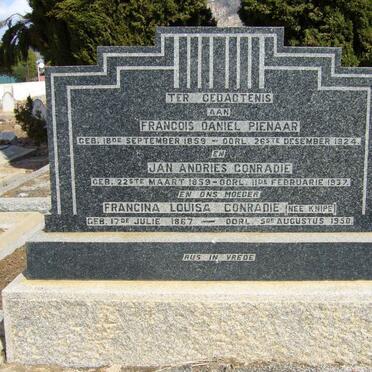 PIENAAR Francois Daniel 1859-1924 :: CONRADIE Jan Andries 1859-1937 &amp; Francina Louisa KNIPE 1867-1950