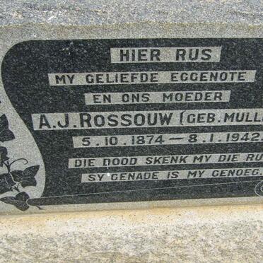 ROSSOUW A.J. nee MULLER 1874-1942