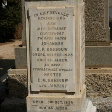 ROSSOUW Johannes D.P. -1923 &amp; Hester JOUBERT -1920